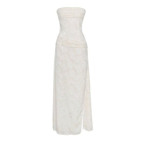 Off White Textured Maxi Dress - Picture 2 of 14